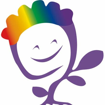 Matrocksin logo, jolla sateenkaari hiukset.